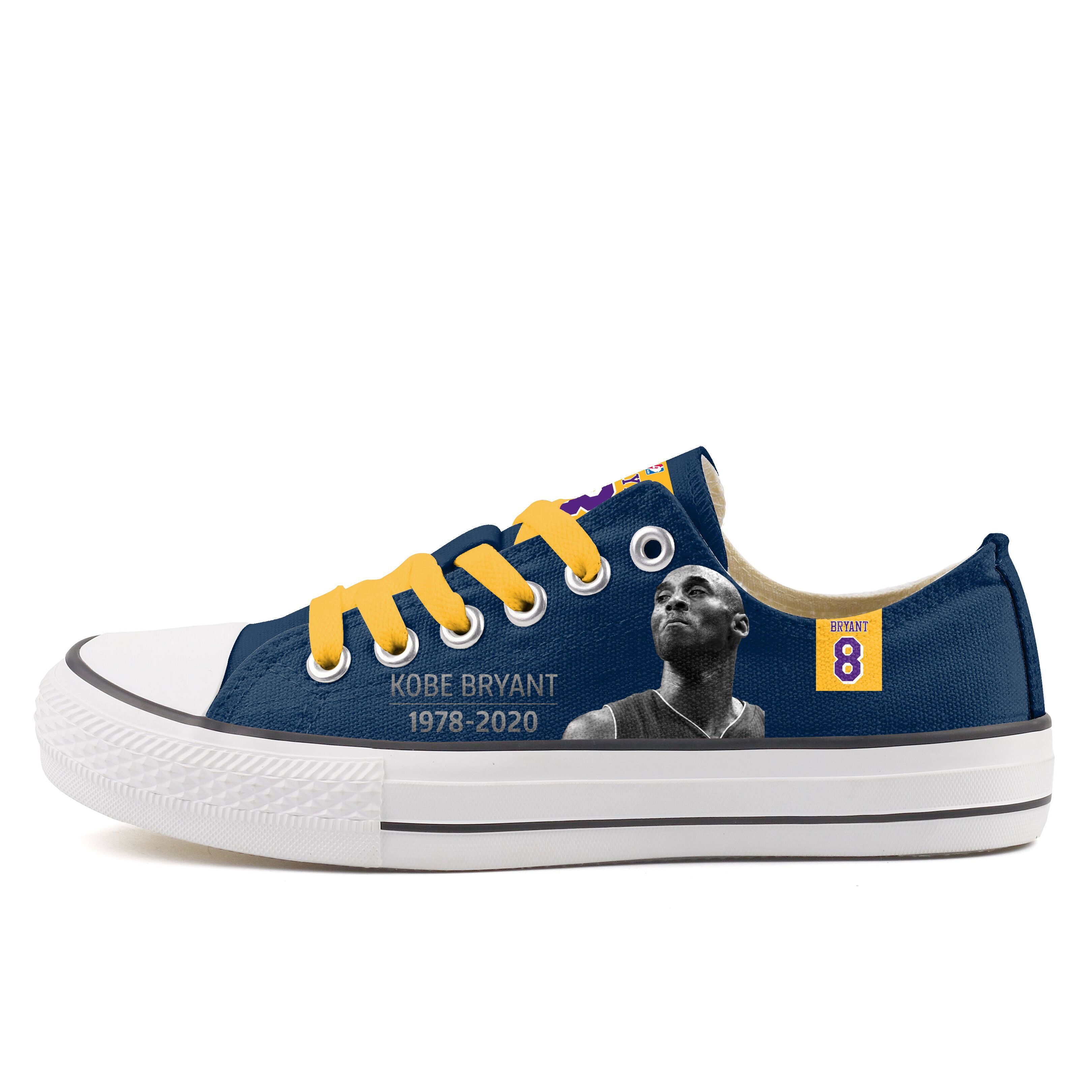 Women's and Youth Los Angeles Lakers Kobe Bryant Repeat Print Low Top Sneakers 001